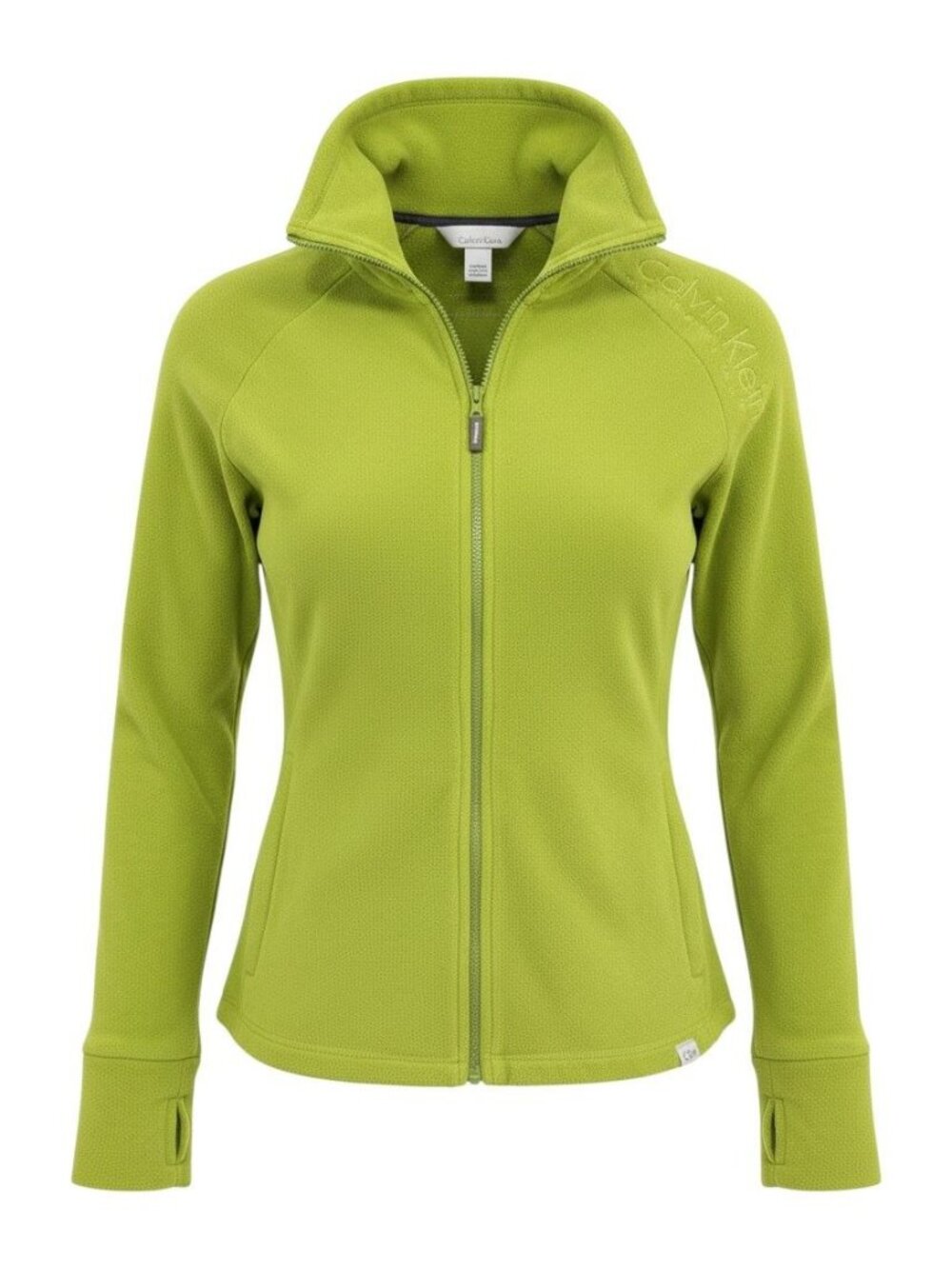 Calvin Klein Performance Womens Green Full-Zip Jacket Thumbholes M